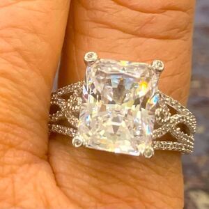 Charles Winston 16.14ctw Rectangular Octagonal & Round Rhodium over silver ring